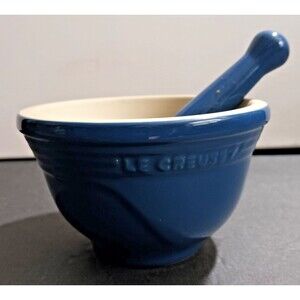 Le Creuset Blue Stoneware Mortar & Pestle Set 0.3L 10oz Spice Grinder Kitchen